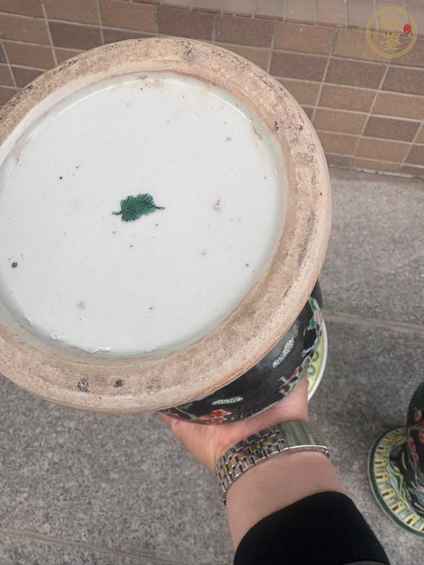 古玩陶瓷花鳥紋五彩花觚真品鑒賞圖
