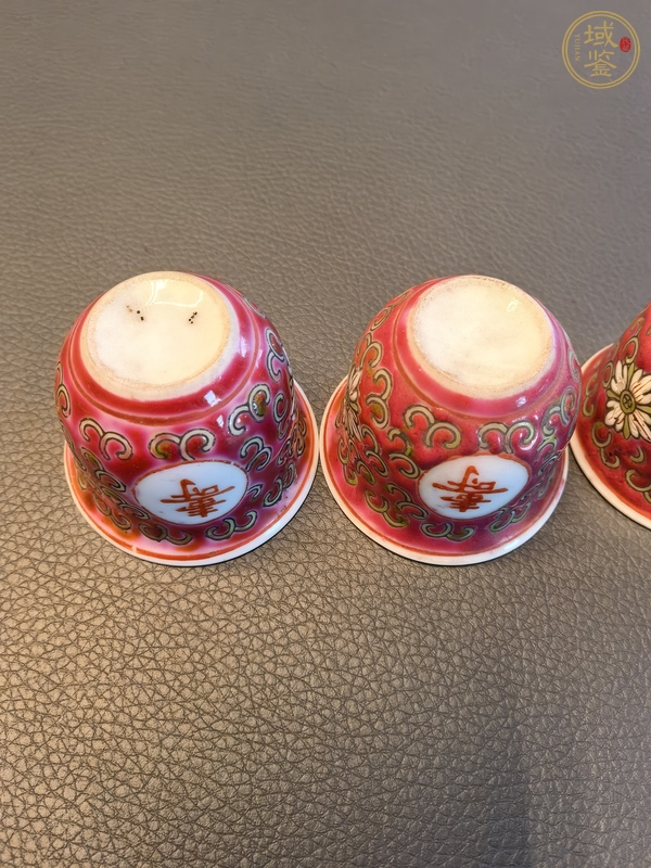 古玩陶瓷胭脂紅粉彩萬壽無疆杯真品鑒賞圖