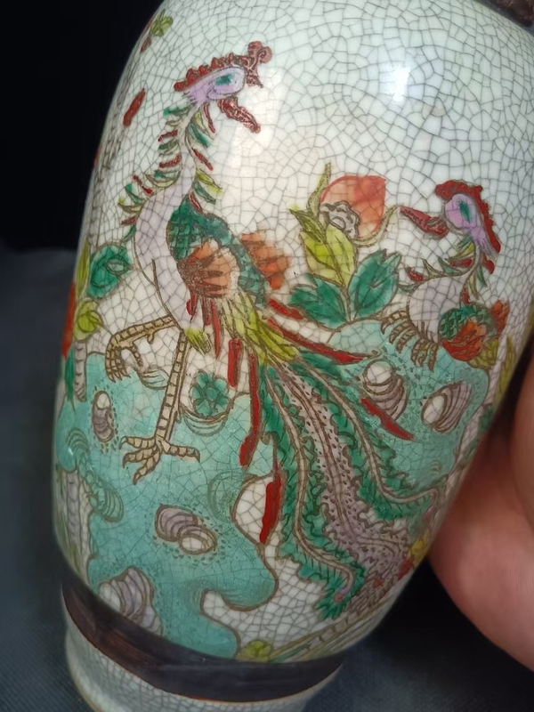 古玩陶瓷創(chuàng)匯時(shí)期哥釉五彩大瓶拍賣，當(dāng)前價(jià)格990元