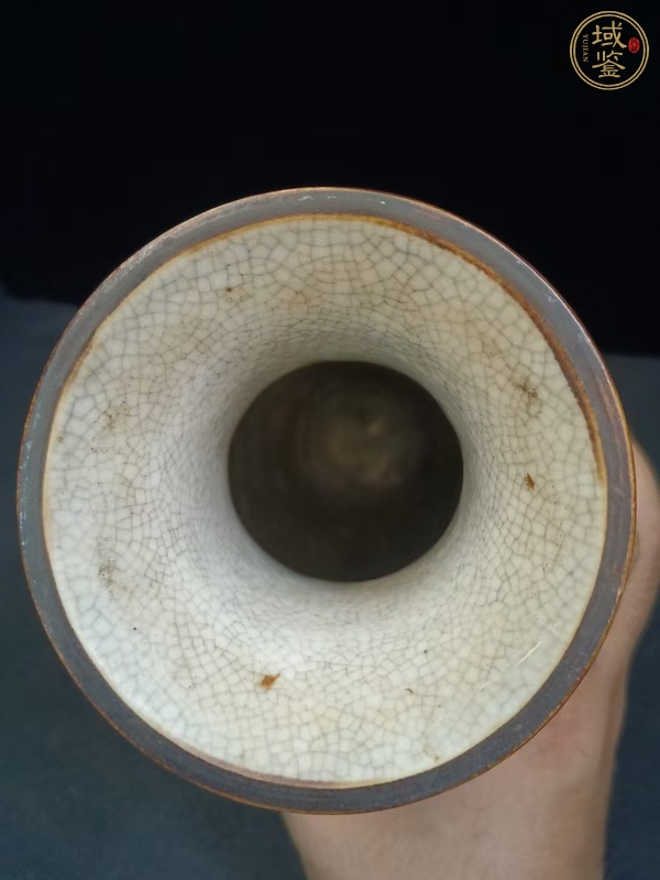 古玩陶瓷哥釉地鐵銹釉鳳凰牡丹紋瓶真品鑒賞圖