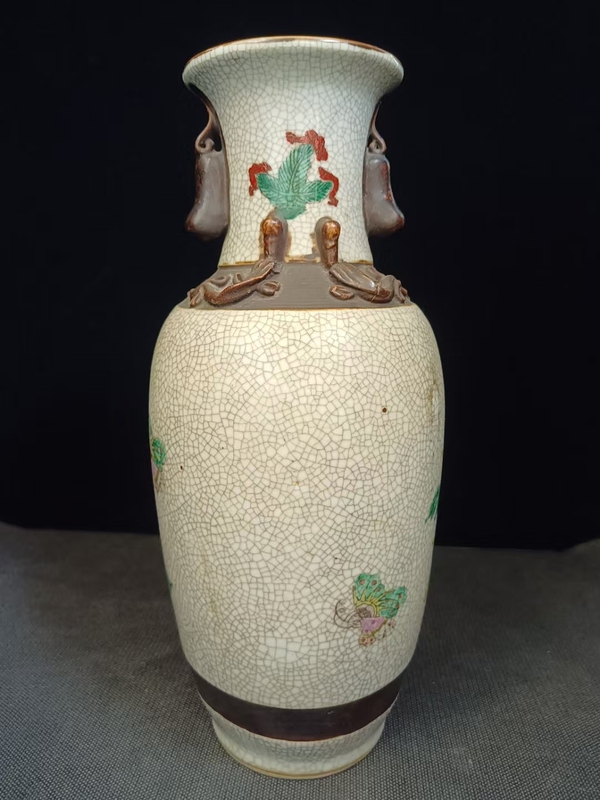 古玩陶瓷創(chuàng)匯時(shí)期哥釉五彩大瓶拍賣，當(dāng)前價(jià)格990元