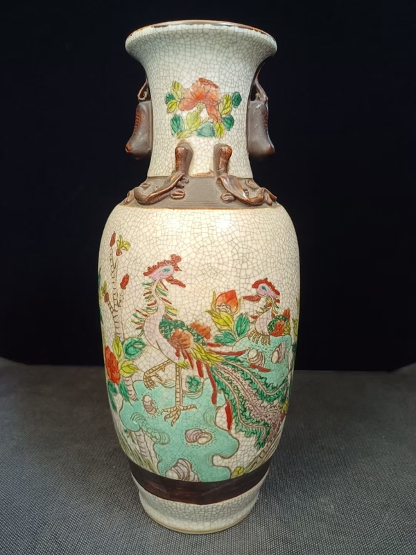 古玩轉賣創(chuàng)匯時期哥釉五彩大瓶拍賣，當前價格1150元