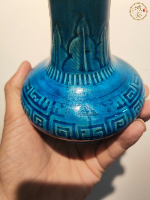 古玩陶瓷孔雀藍(lán)釉荸薺瓶真品鑒賞圖