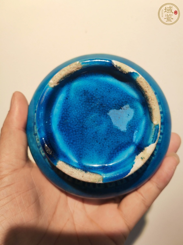 古玩陶瓷孔雀藍(lán)釉荸薺瓶真品鑒賞圖