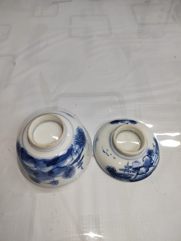古玩陶瓷日本明治青花山水人物蓋碗拍賣，當(dāng)前價(jià)格400元