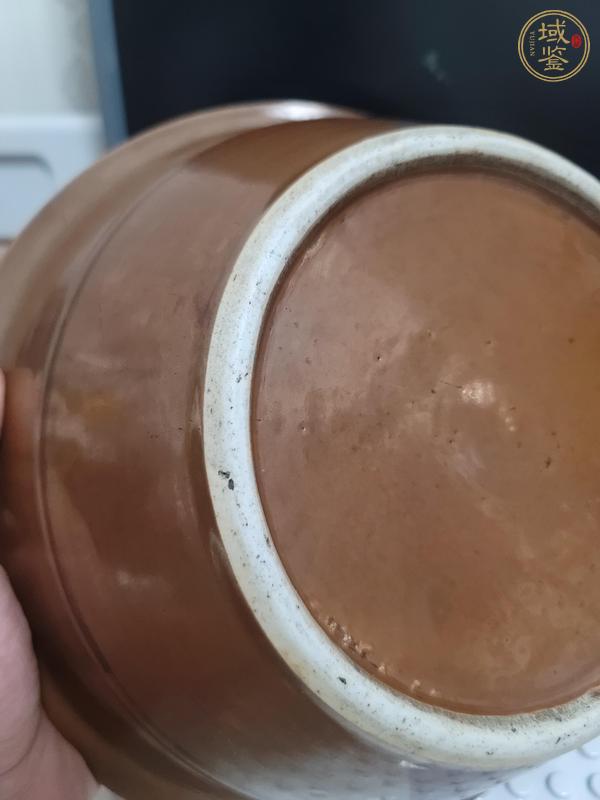 古玩陶瓷清中期紫金釉青花纏枝蓮紋盆真品鑒賞圖