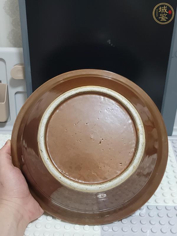 古玩陶瓷清中期紫金釉青花纏枝蓮紋盆真品鑒賞圖