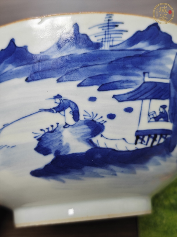 古玩陶瓷山水紋青花碗真品鑒賞圖