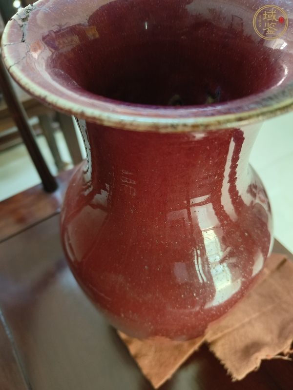 古玩陶瓷窯變紅釉瓶真品鑒賞圖