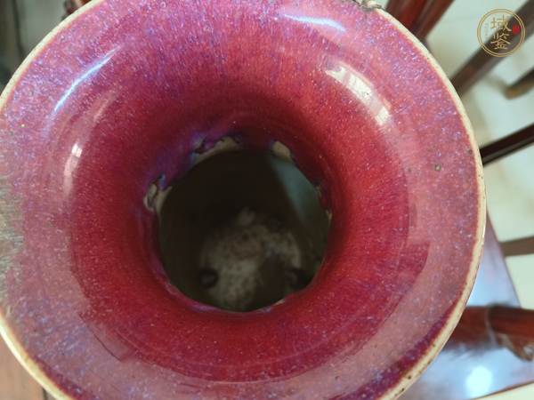 古玩陶瓷窯變紅釉瓶真品鑒賞圖