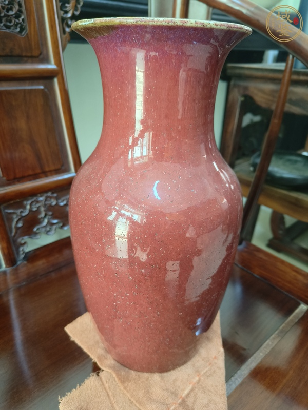 古玩陶瓷窯變紅釉瓶真品鑒賞圖