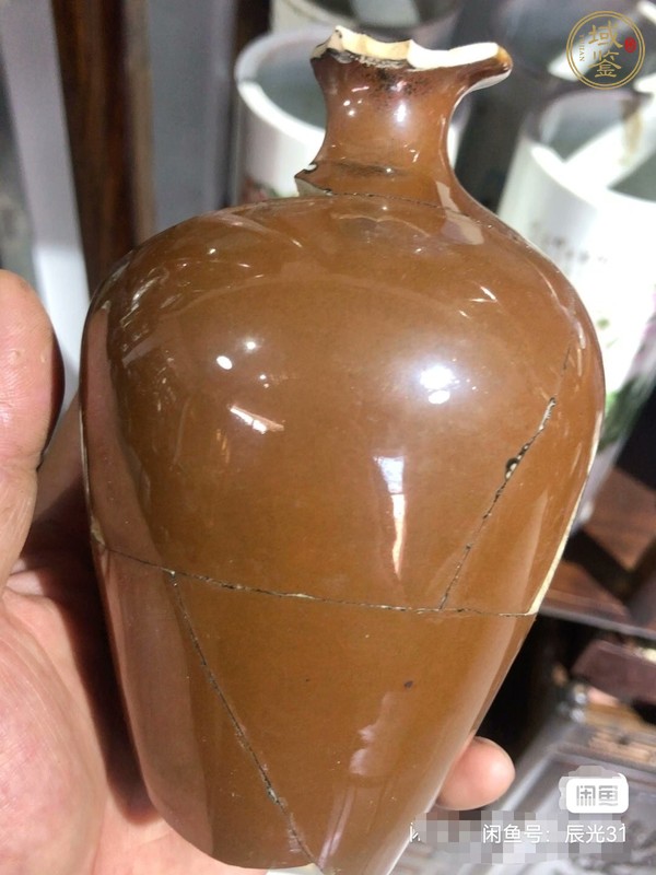 古玩陶瓷醬紅釉梅瓶標本真品鑒賞圖
