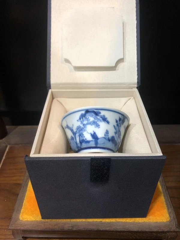 古玩陶瓷（精品品茗杯）清·康熙·訪友圖·青花品茗杯拍賣，當(dāng)前價(jià)格948元