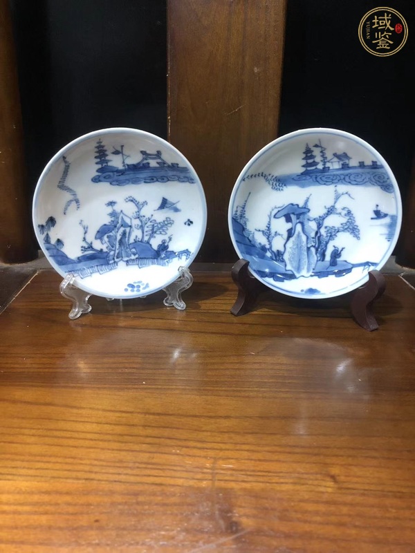 古玩山水紋青花盤真品鑒賞圖