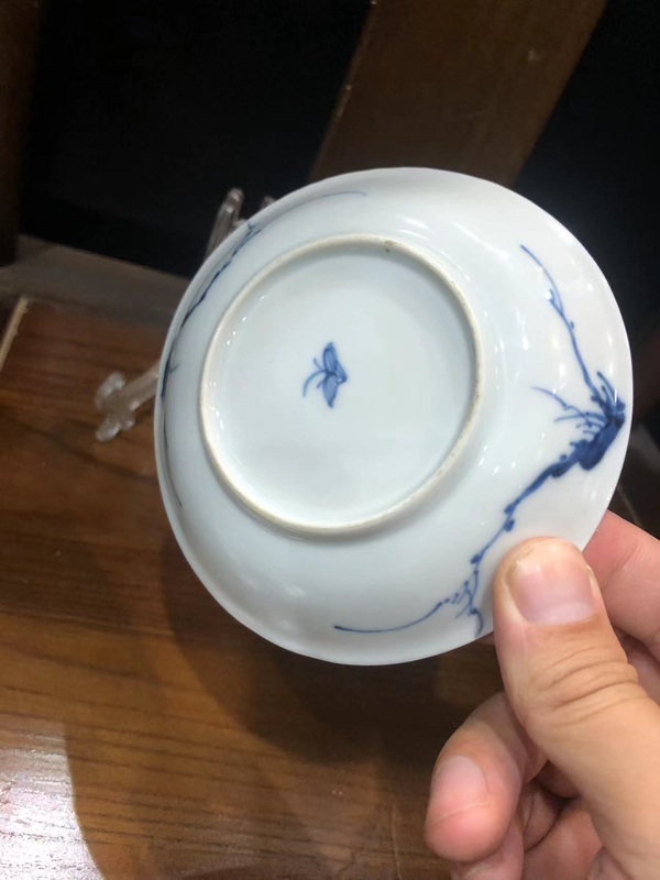 古玩陶瓷（精品賞碟）清·康熙·訪友圖·青花賞碟一對拍賣，當前價格1116元
