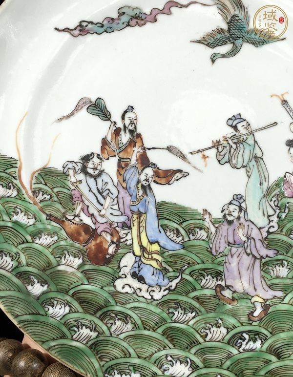 古玩陶瓷晚清廣彩八仙盤真品鑒賞圖