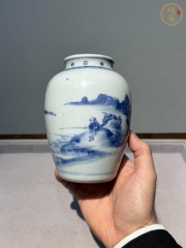 古玩陶瓷青花山水太白罐真品鑒賞圖