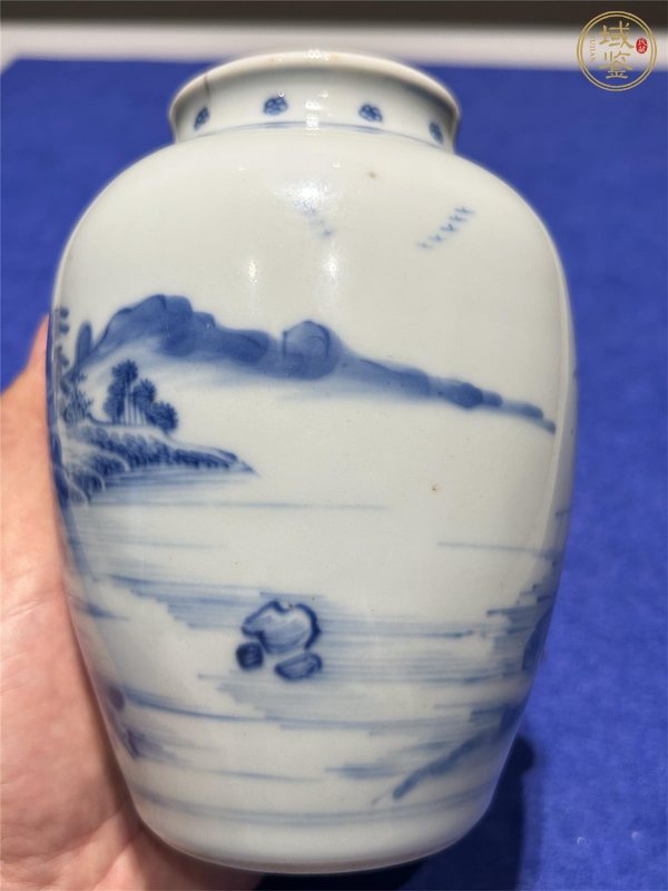 古玩陶瓷青花山水太白罐真品鑒賞圖