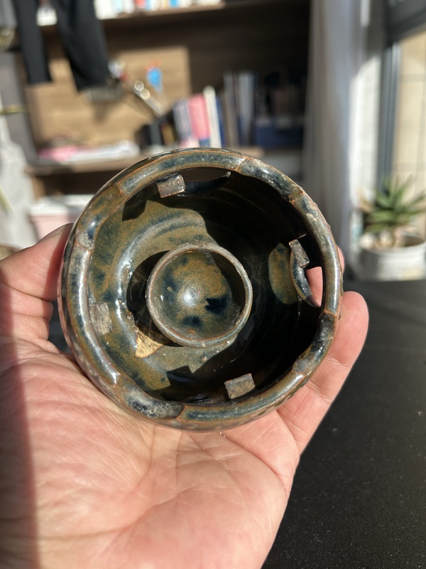 古玩陶瓷元代?兔毫釉鏤空溫酒爐拍賣，當前價格999元