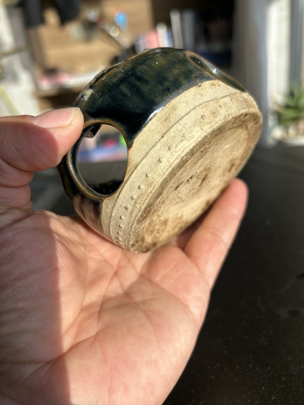 古玩陶瓷元代?兔毫釉鏤空溫酒爐拍賣，當前價格999元