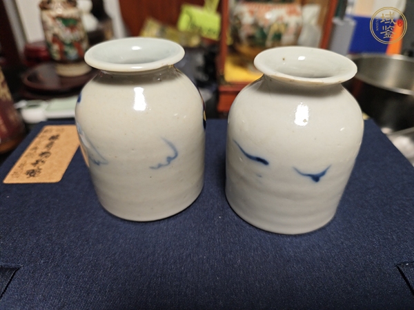 古玩陶瓷晚清青花水盂真品鑒賞圖