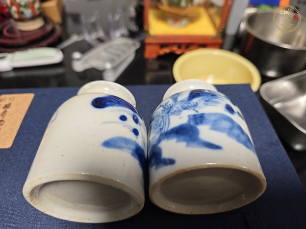 古玩陶瓷晚清青花水盂真品鑒賞圖