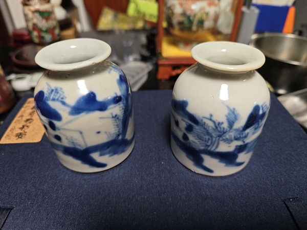 古玩陶瓷晚清青花水盂拍賣，當前價格350元