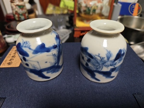 古玩陶瓷晚清青花水盂真品鑒賞圖