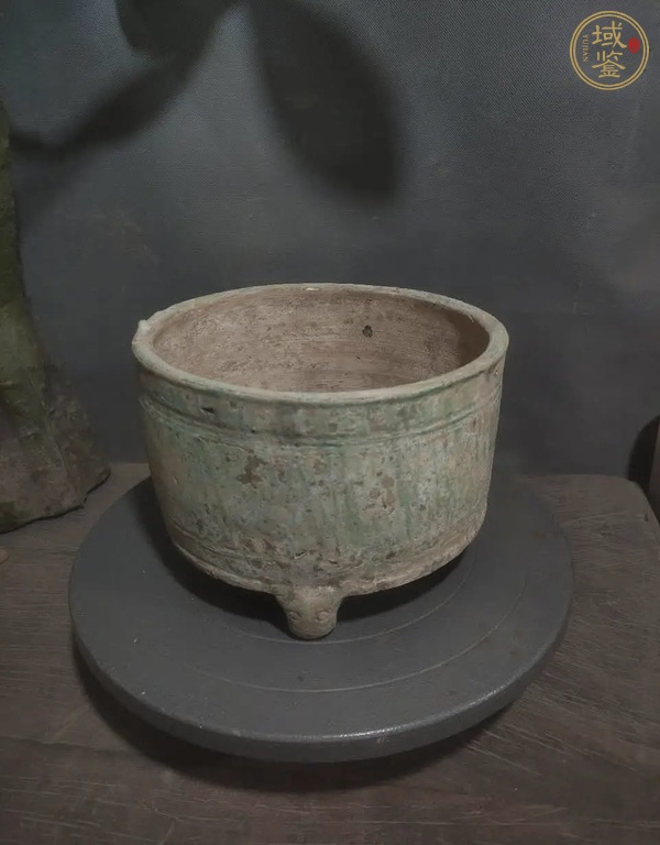 古玩陶瓷漢綠釉三足奩真品鑒賞圖