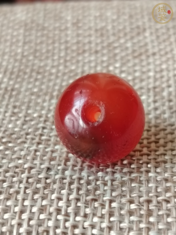 古玩玉器紅瑪瑙珠真品鑒賞圖