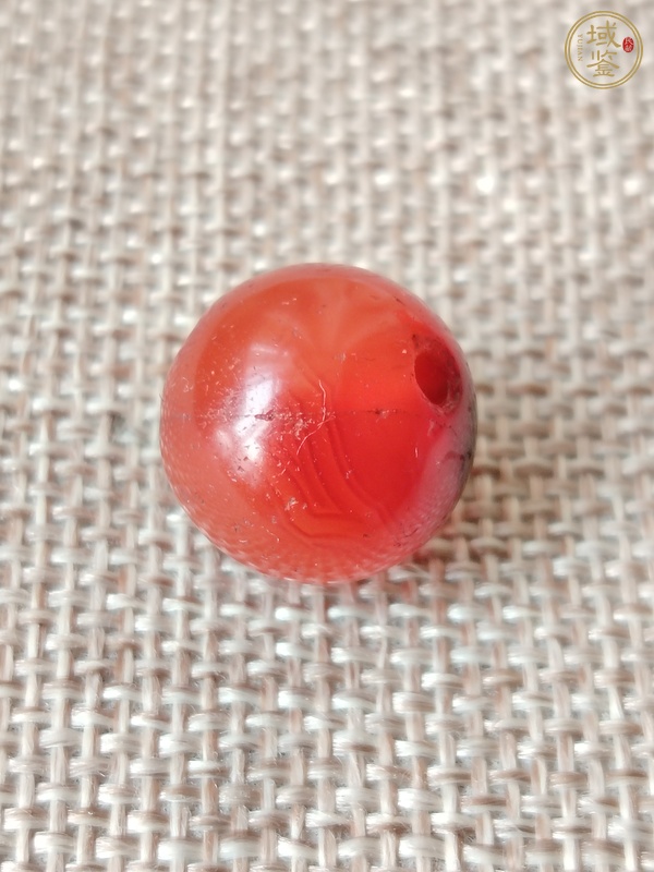 古玩玉器紅瑪瑙珠真品鑒賞圖