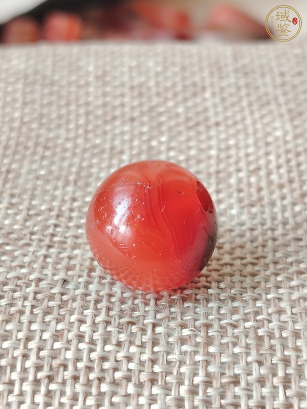 古玩玉器紅瑪瑙珠真品鑒賞圖