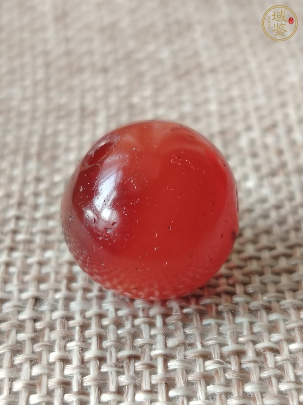 古玩玉器紅瑪瑙珠真品鑒賞圖