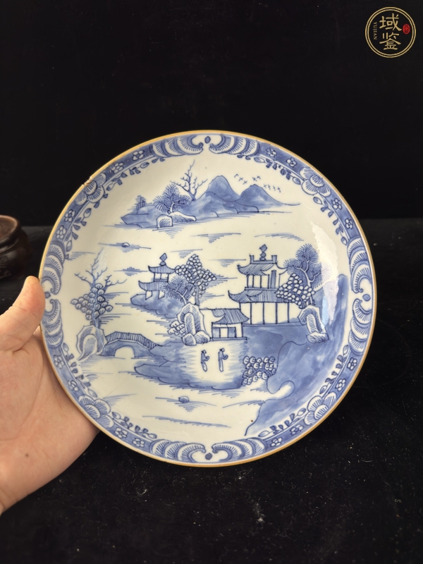 古玩陶瓷青花山水人物盤(pán)真品鑒賞圖