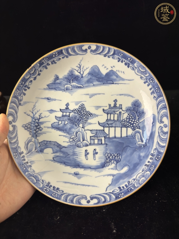古玩陶瓷青花山水人物盤(pán)真品鑒賞圖