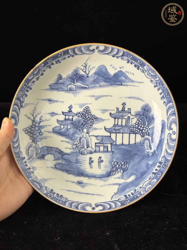 古玩陶瓷青花山水人物盤(pán)真品鑒賞圖