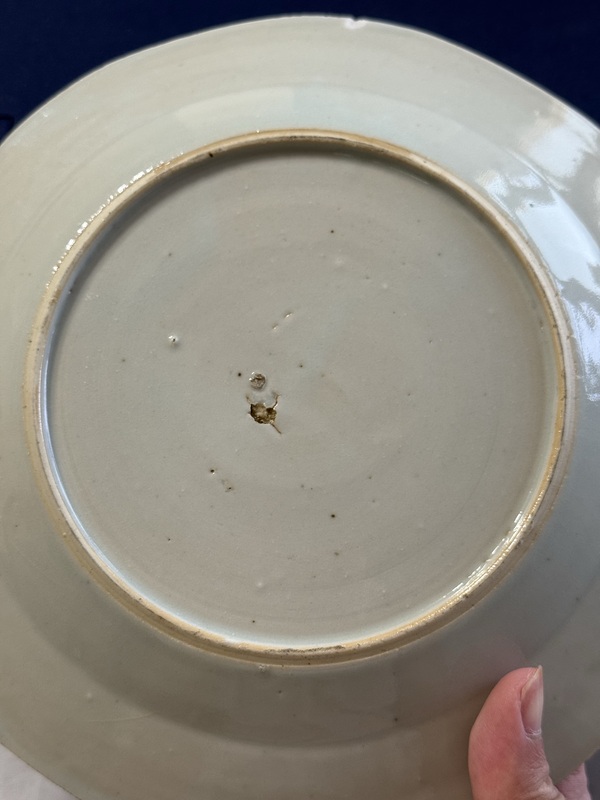 古玩陶瓷樓臺(tái)亭閣山水紋青花盤拍賣，當(dāng)前價(jià)格700元