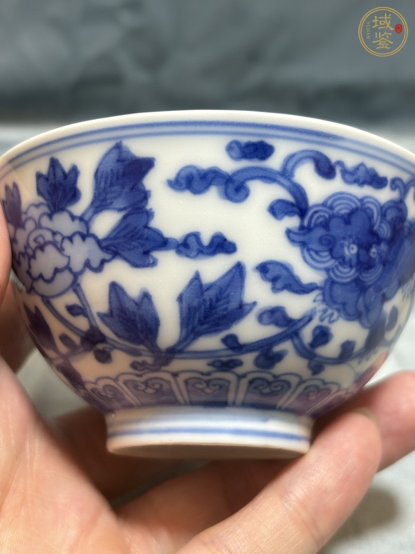 古玩陶瓷日本江戶青花獅子穿花圖碗真品鑒賞圖