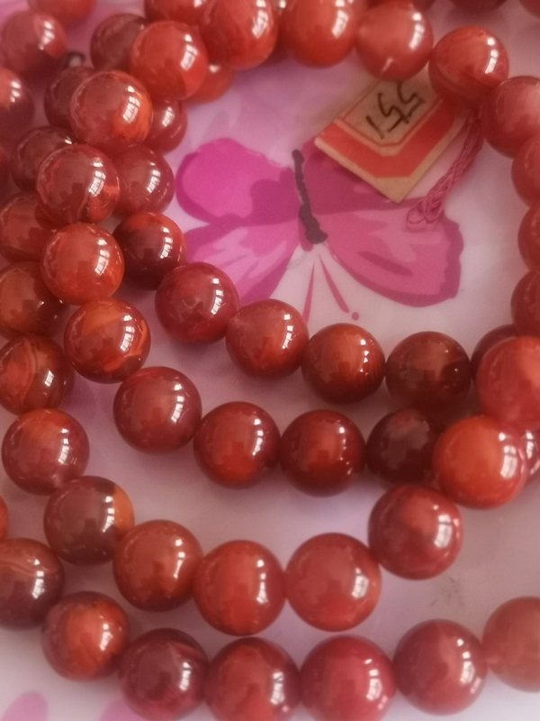 古玩玉器純天然南紅火焰紅瑪瑙珠串拍賣，當前價格2288元