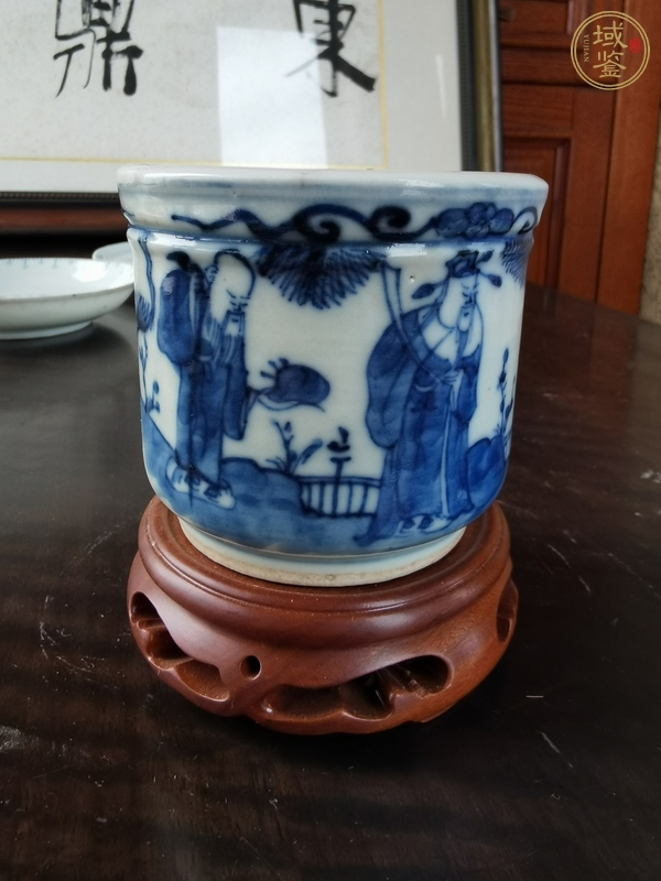 古玩陶瓷青花人物三星直筒香爐真品鑒賞圖