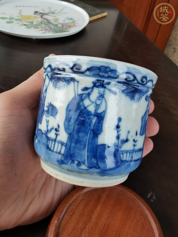 古玩陶瓷青花人物三星直筒香爐真品鑒賞圖