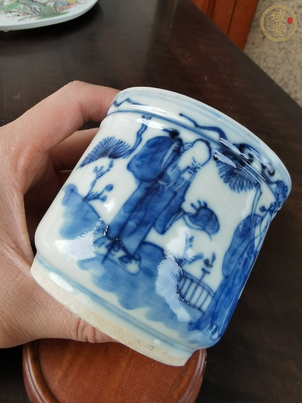 古玩陶瓷青花人物三星直筒香爐真品鑒賞圖