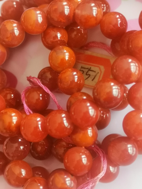 古玩玉器純天然南紅火焰紅瑪瑙珠串拍賣，當前價格2288元
