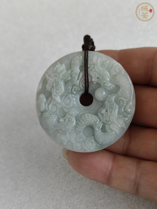 古玩玉器天然翡翠雕“龍紋牌”真品鑒賞圖
