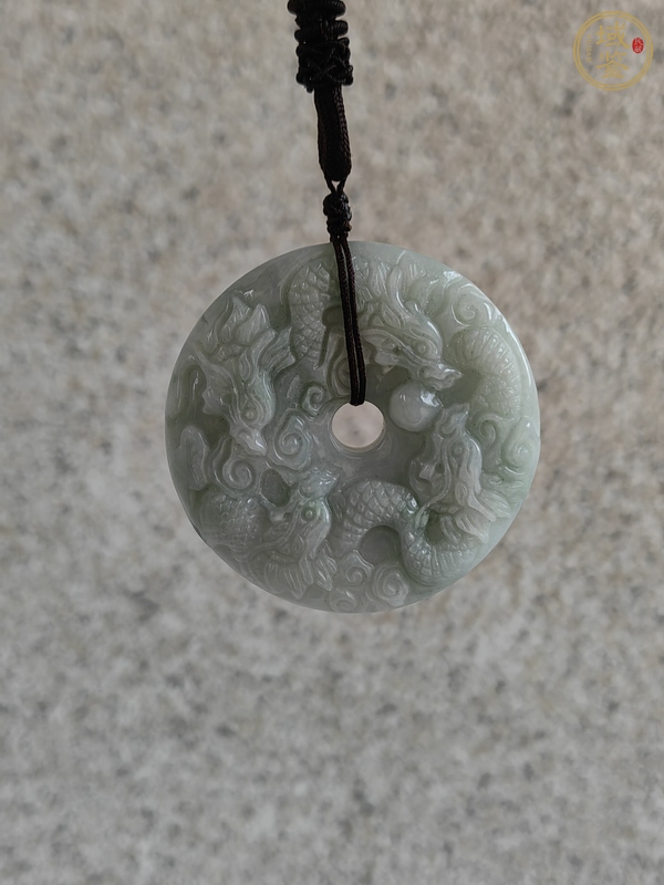 古玩玉器天然翡翠雕“龍紋牌”真品鑒賞圖