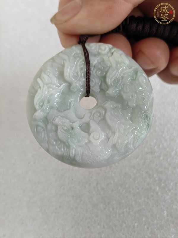 古玩玉器天然翡翠雕“龍紋牌”真品鑒賞圖