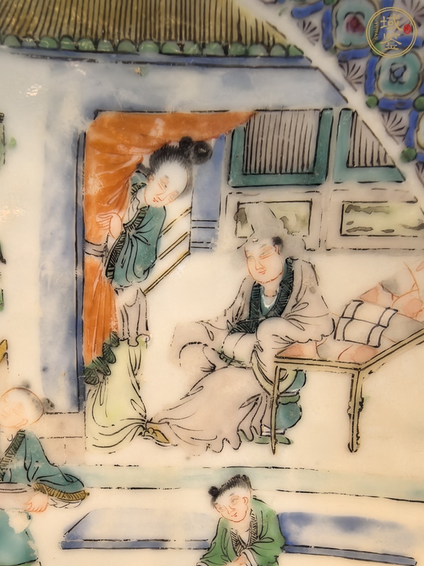 古玩陶瓷咸豐五彩人物故事盤真品鑒賞圖
