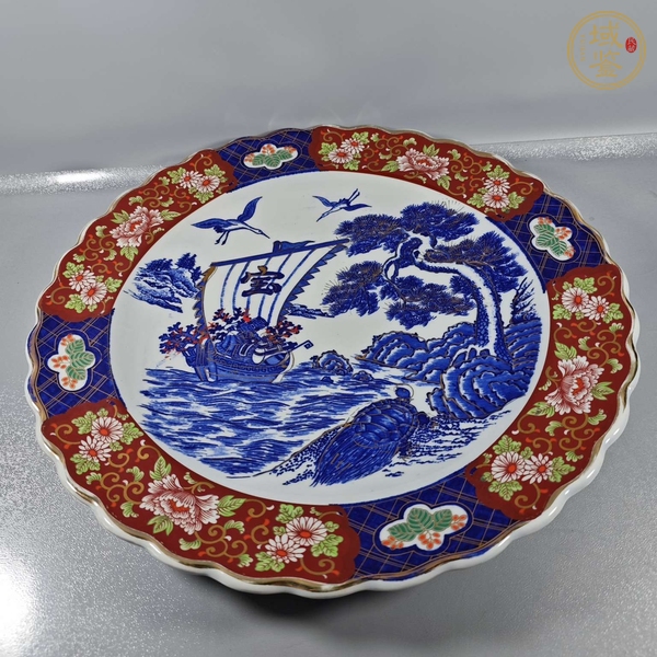 古玩陶瓷青花礬紅盤真品鑒賞圖