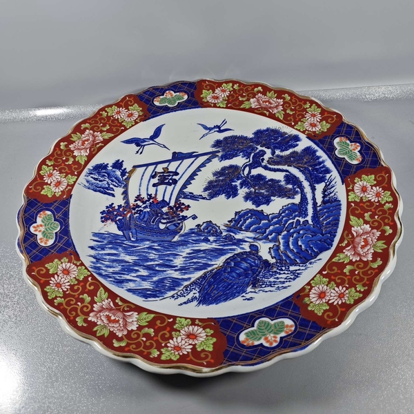古玩陶瓷青花礬紅盤拍賣，當(dāng)前價(jià)格680元