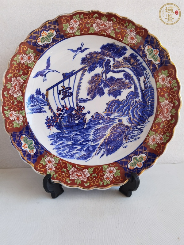 古玩陶瓷青花礬紅盤真品鑒賞圖